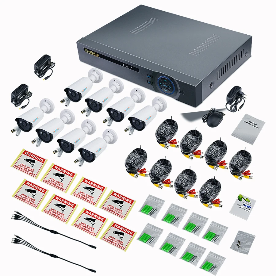TIANANXUN Система охранной камеры 8ch система видеонаблюдения 8 шт. 1080P CCTV камера 2.0MP