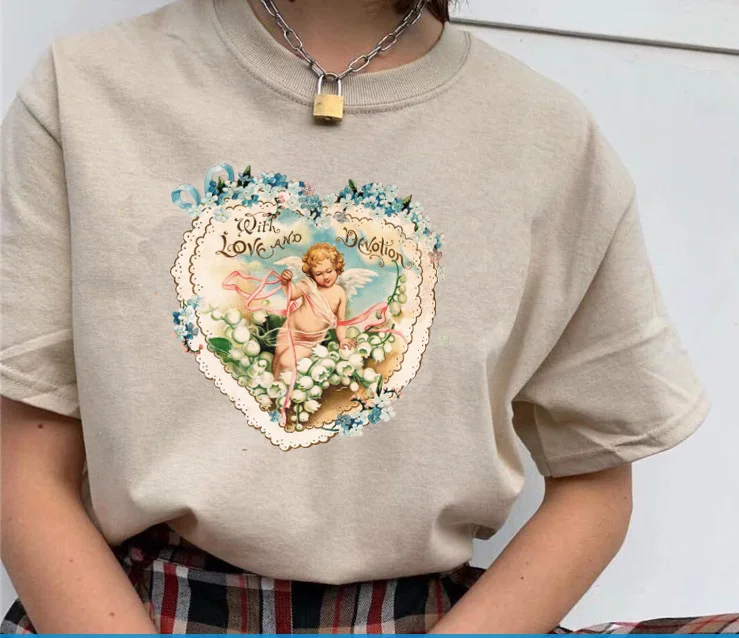 Футболка с изображением всех видов ангелов, летняя футболка с изображением ангелов, корейская модная хлопковая футболка, HAHAYULE-JBH