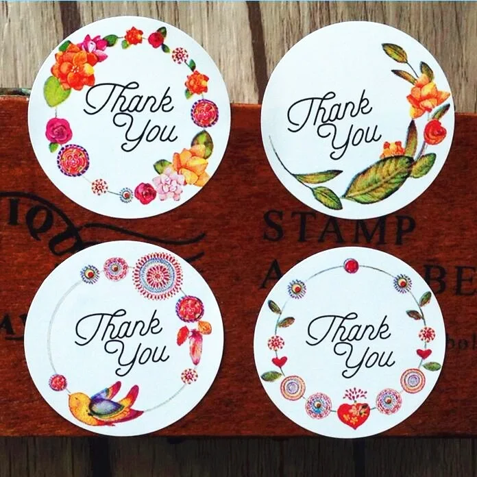 

120pcs Thank you flower gift sealling label Adhesive Baking Seal Sticker students' Stickers For Party Favor Gift Bag Candy Box