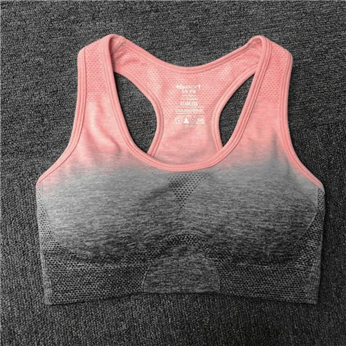 CB549 dark pink bra Бесшовный спортивный комплект с длинными рукавами и эффектом омбре с отверстием для большого пальца, укороченный топ для тренировок, комплект для йоги для женщин, Спортивная рубашка для фитнеса, Camisas Mujer - Цвет: CB549 dark pink bra