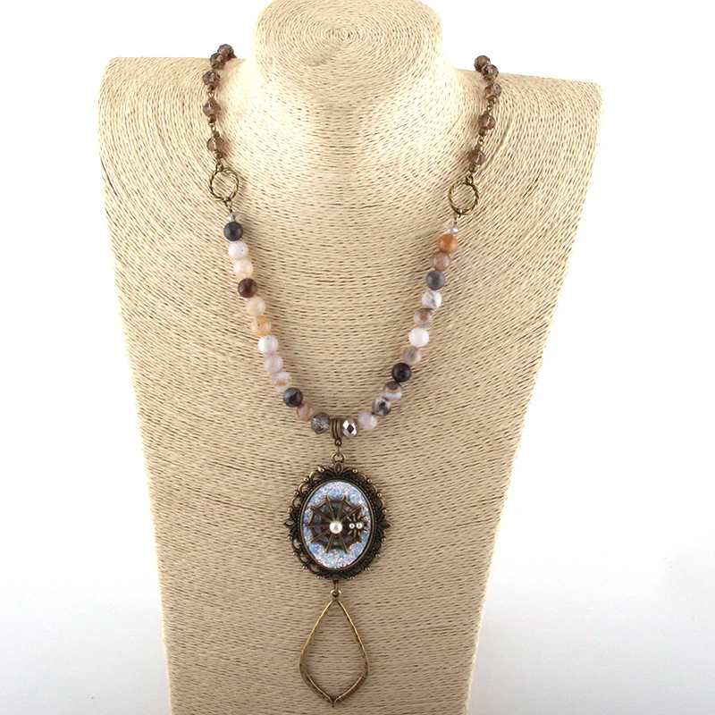 MOODPC модные ювелирные изделия из натурального камня и стекла цепочка кристаллов