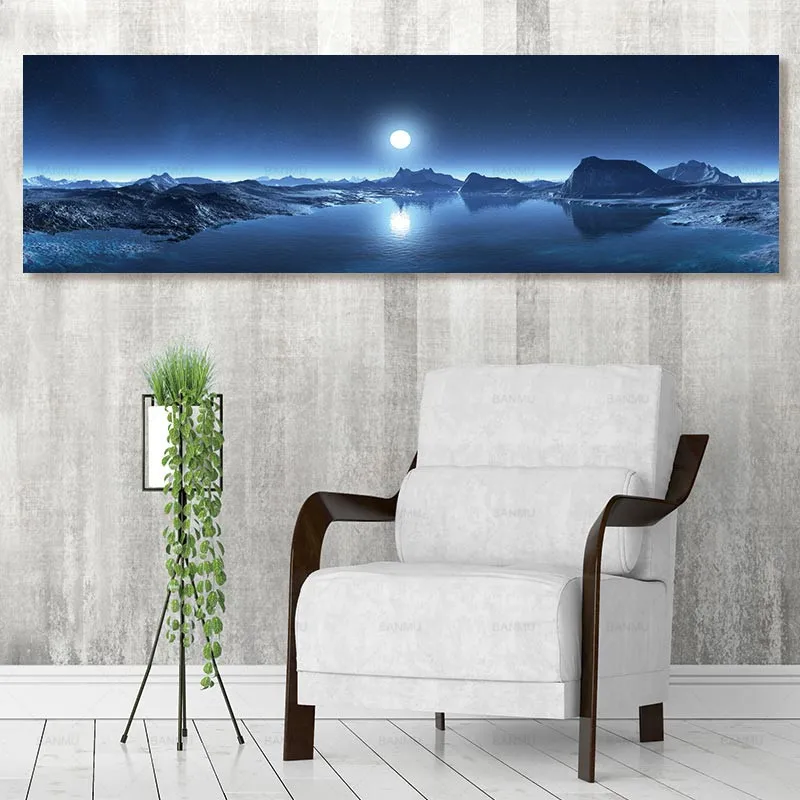 Постер Conisi с изображением ночного падения Луны морского неба скандинавские