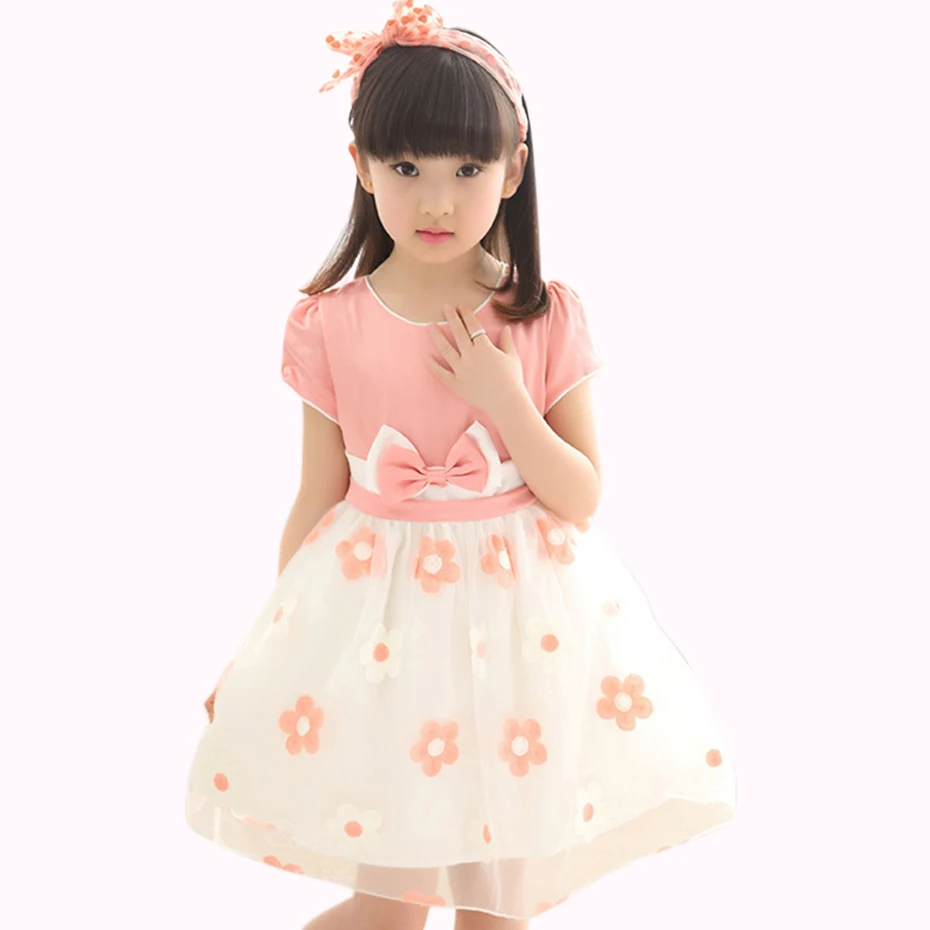 Summer Girls Dresses Princess Dress Kids Mesh Floral Girl Bow Clothes Teenage Clothing 6 8 12 Years | Детская одежда и обувь