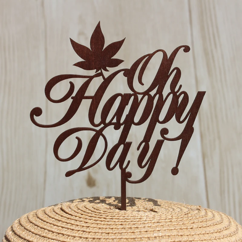 Персонализированное свадебное украшение Oh Happy Day деревянный Топпер для торта