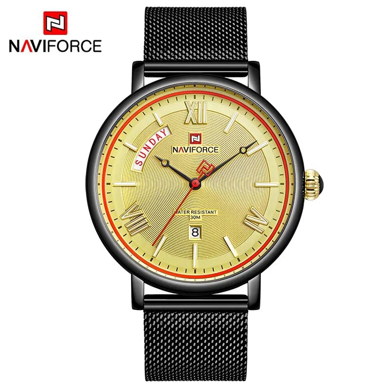 BG NAVIFORCE новые мужские часы модные спортивные часы мужские повседневные водонепроницаемые кварцевые наручные часы из нержавеющей стали с сеткой Relogio Masculino - Цвет: BG
