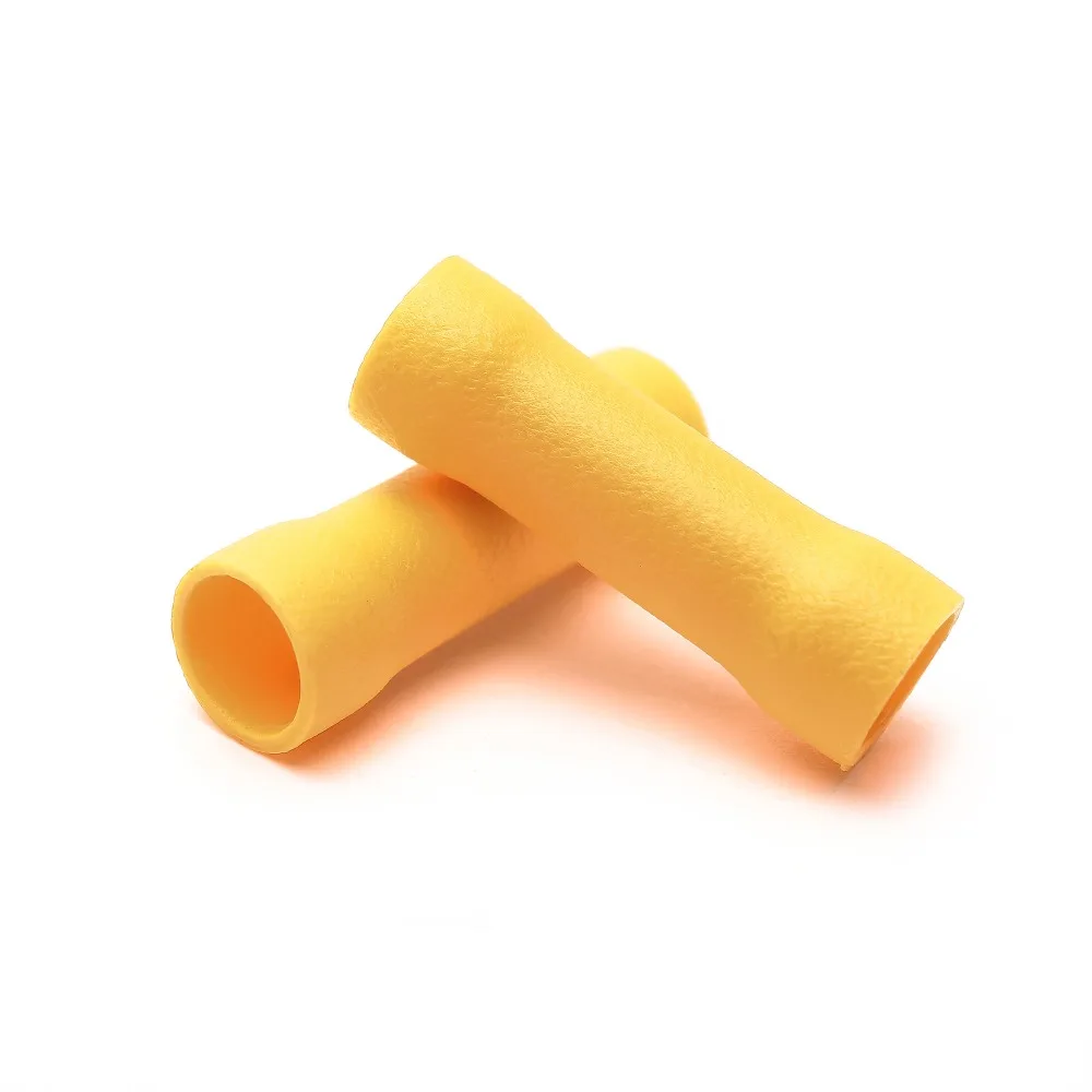 

100PCS wire butt connectors BV5.5 Full Insulating Straight Insulated Electrical Crimp Terminals Connector Yellow 12-10 AWG