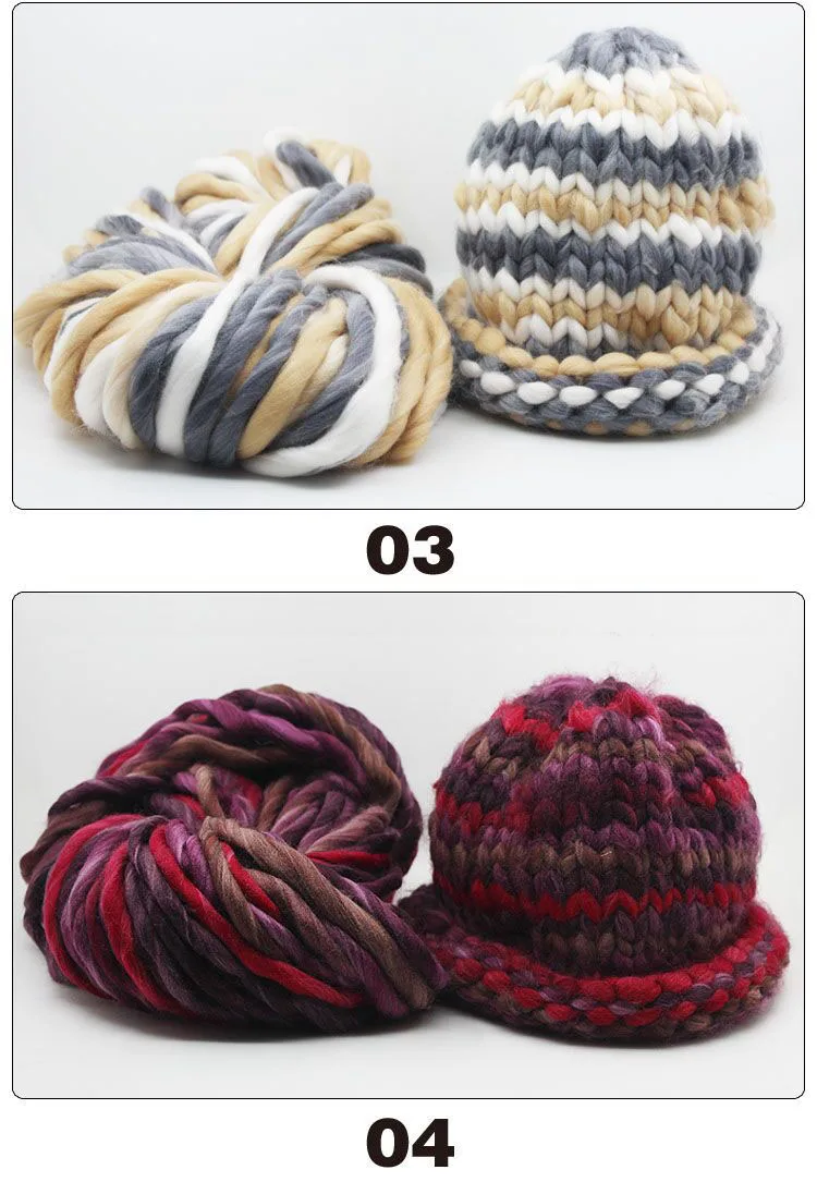 Смешанные цвета сверхплотная шерстяная массивная пряжа объемная ровная большая