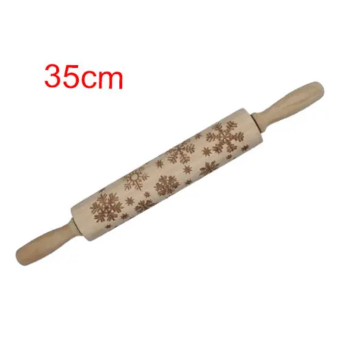 35cm Big Snowflake 35 см/43 см Рождественская олень тиснение Скалка Лось выгравировано резное дерево тиснение Скалка Снежинка Олень выпечка - Цвет: 35cm Big Snowflake