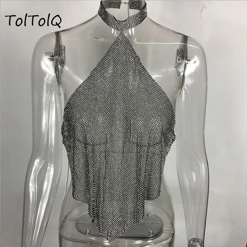Модный жилет TolTolQ с глубоким V образным вырезом и открытой спиной для ночного