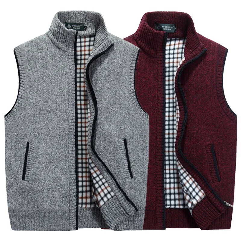 

Autumn Winter New Vest Men's Cardigan Thick Stand Collar Large Size Jacket Men's Fashion Loose Casual Vest Jacket Size M-3XL