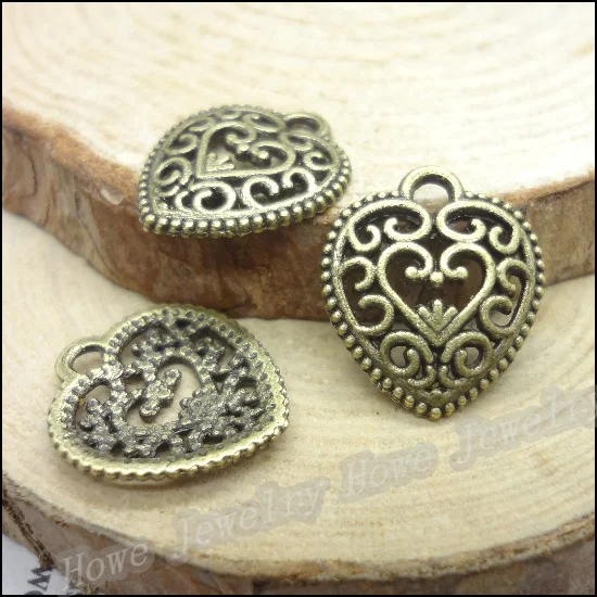 Оптовая продажа 100 шт винтажные Подвески Сердце Любовь Кулон Античная бронза