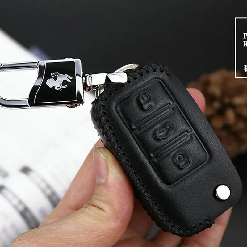 KUKAKEY чехол для автомобильного ключа Volkswagen из натуральной кожи VW Polo Golf Passat Touareg