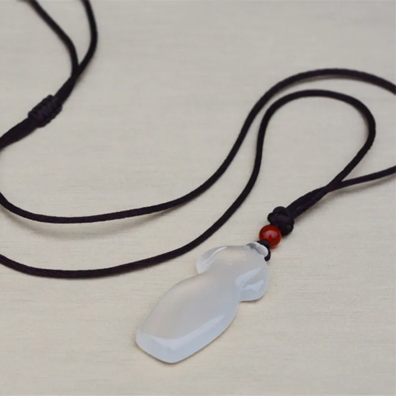 2018 Ladies Necklace Pendant Natural White Chalcedony Chinese Style Famous Cheongsam Gift for Women Fashion Jewelry | Украшения и
