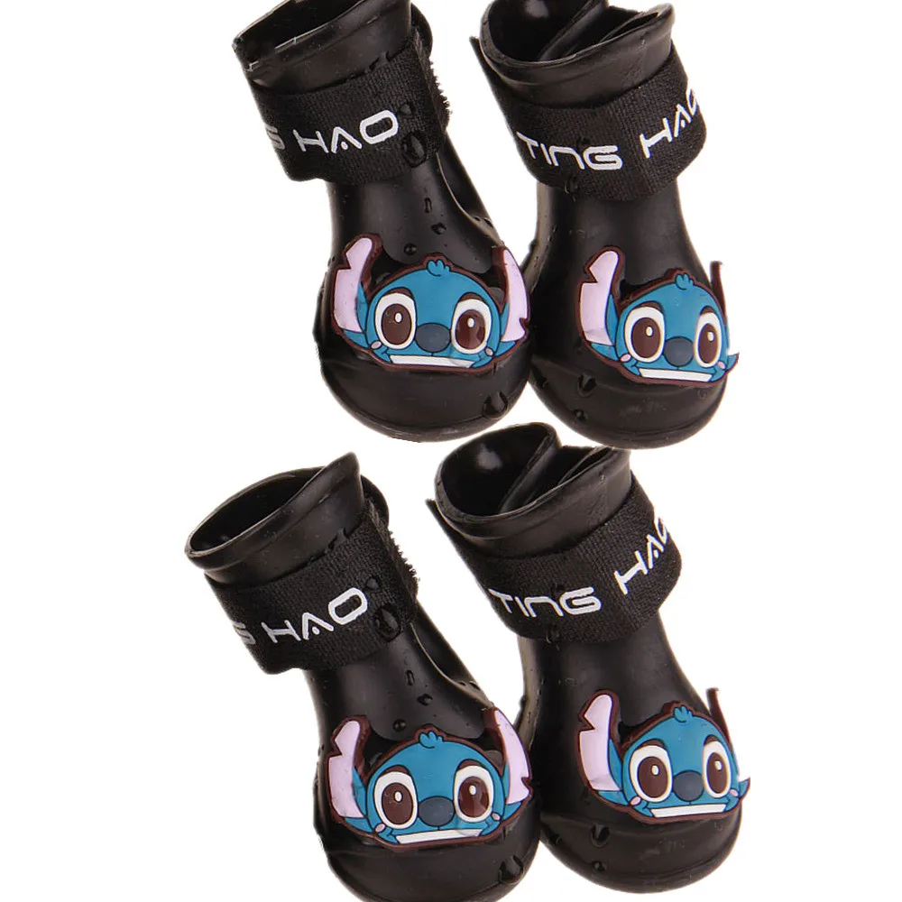 

Carton Dog Pet Boots PU Silica Gel Waterproof Pet Shoes, 4Pcs/set Dog's Shoes 8 Candy Colors Cat Rain Shoes Size S/M/L