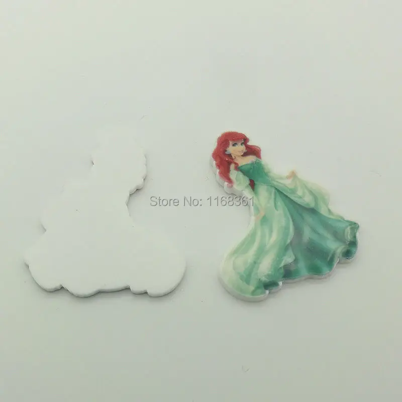 5 шт./лот пластиковая плоская задняя черная Печать Красивая Русалка Принцесса 38