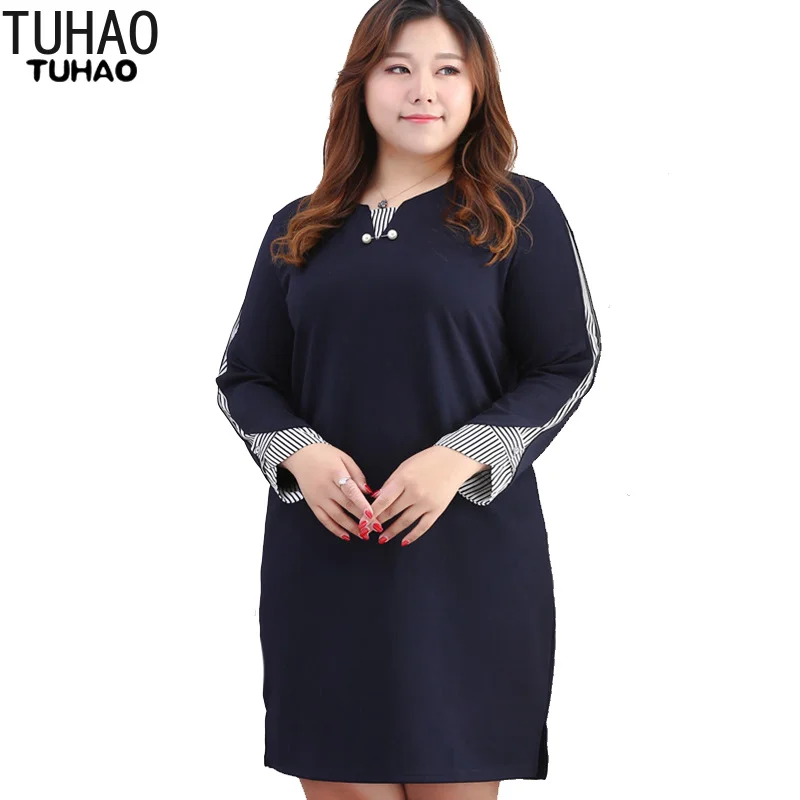 Женские элегантные офисные платья TUHAO 10xl 8xl 6xl размера плюс с разрезом винтажные в