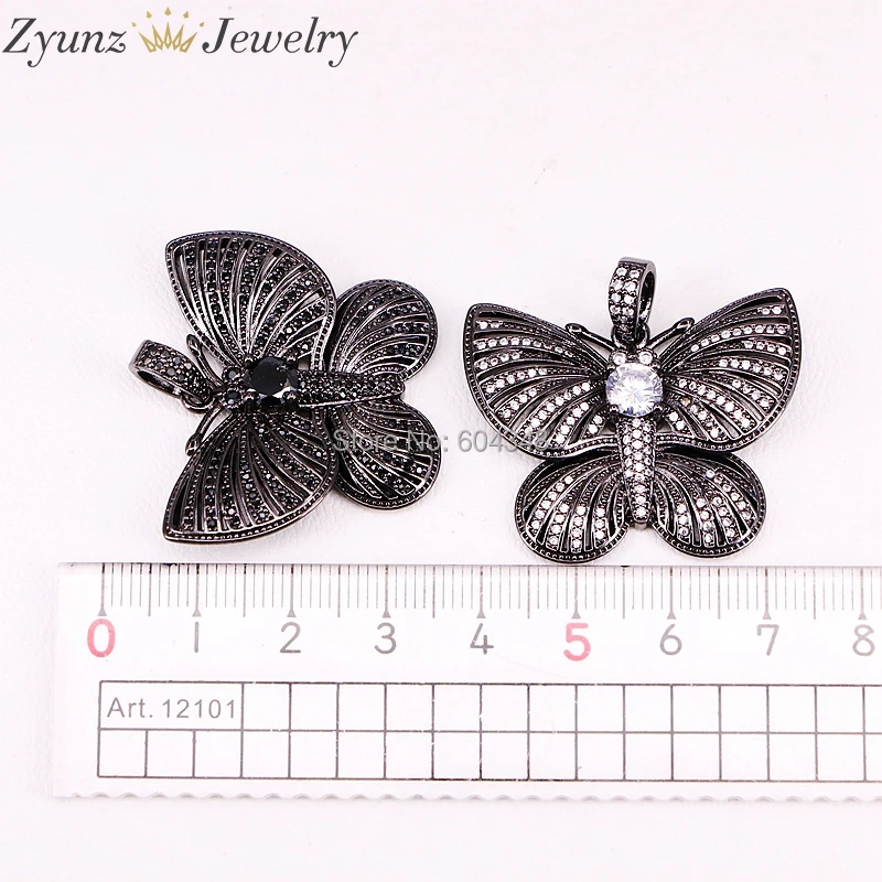 

5 Strands ZYZ300-4418 High quality insect pendant necklace metal chain necklace micro pave CZ Butterfly Pendant necklace jewelry