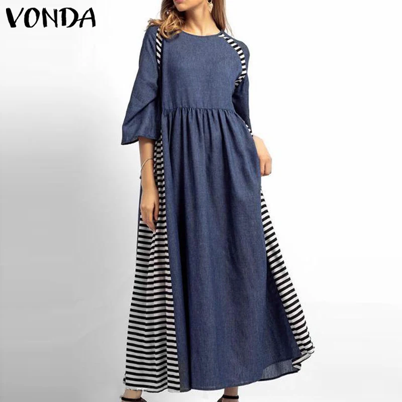 VONDA, женское платье в винтажном стиле, летнее, повседневное, свободное, средней длины, на бретелях, Vestidos, праздничное платье, Femme,, женский комбинезон размера плюс, сарафан