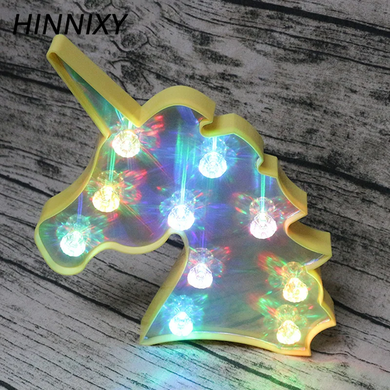 Hinnixy LED красочный знак Marquee ночник Единорог белый розовый украшение для детской