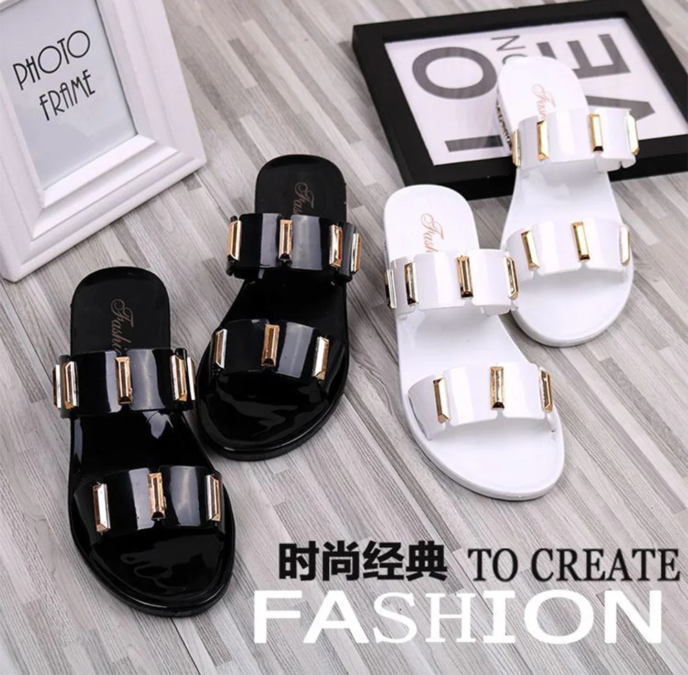 Женские сандалии-шлепанцы с открытым носком желейные сандалии летняя пляжная