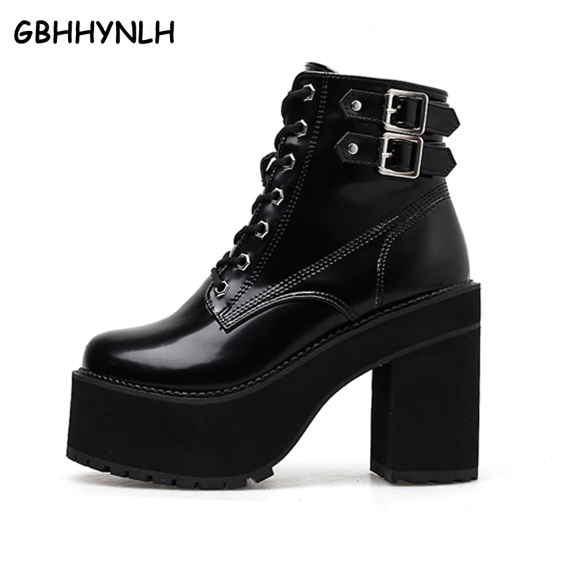 GBHHYNLH Fashion Ankle Boots Platform Shoes Round Toe winter Thick High Heels snow shoes Punk fur for Women LJA493 | Обувь