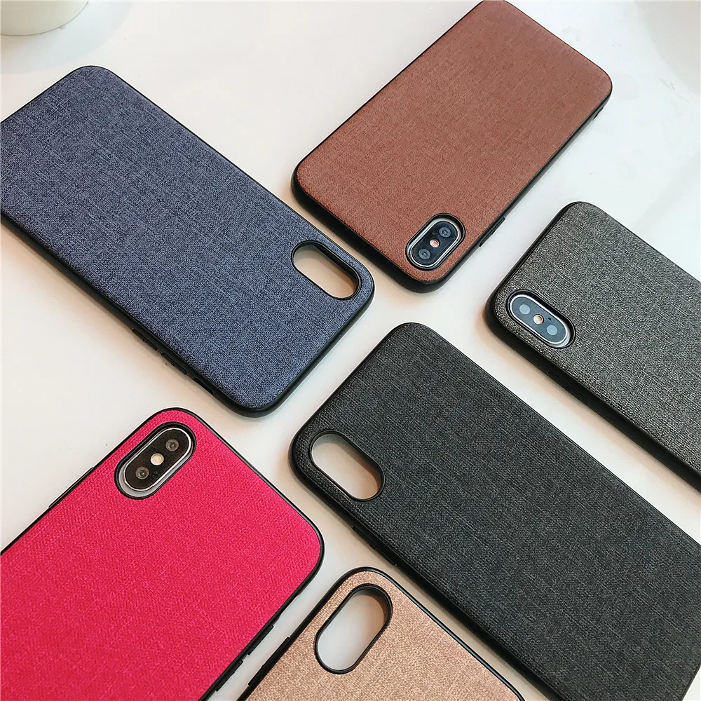 Luxury Cloth Plain Case TPU Cover For Apple iPhone X 8 7 6s 6 XS XR Max 10 Cute Phone Accessories Black Red Gray Skin |