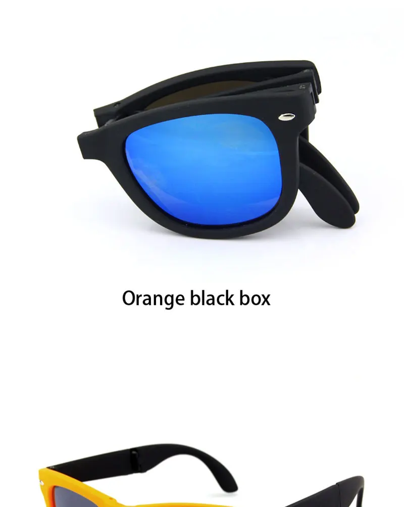 RBRARE Foldable Sunglasses With Box Vintage Classic Sun Glasses Men Shopping Travel Colorful UV400 Lunette De Soleil Femme