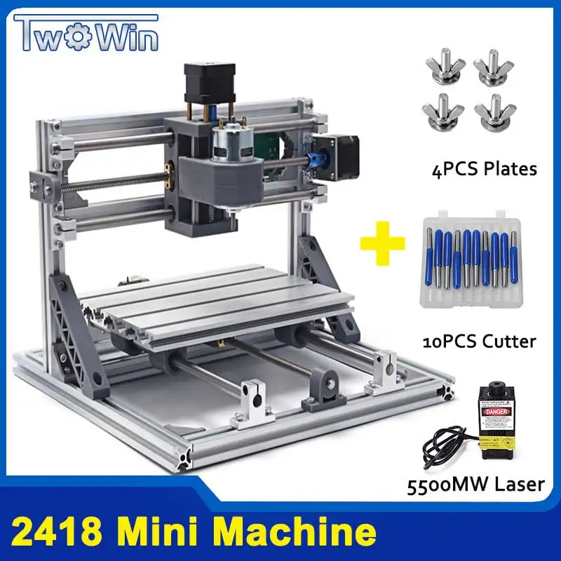 2418 with 5500mw TWOWIN CNC 2418 мини CNC лазерный станок Рабочая зона 24x18x4,5 см 3 оси PCB фрезерный станок с GRBL управлением CNC маршрутизатор CNC 2418 - Цвет: 2418 with 5500mw