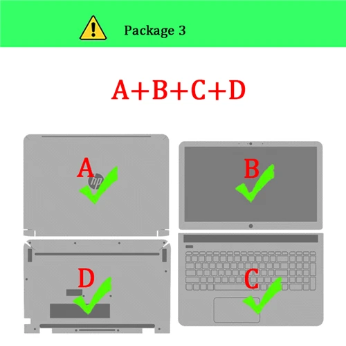 Package-3 A B C D Тетрадь кожи для hp ENVY 15-K028TX 15-K032TX 15-AE020TX 15-P074TX 14-U005TX 14-K002TX X360 15-CN0002TX ноутбуков Стикеры - Цвет: Package-3 A B C D