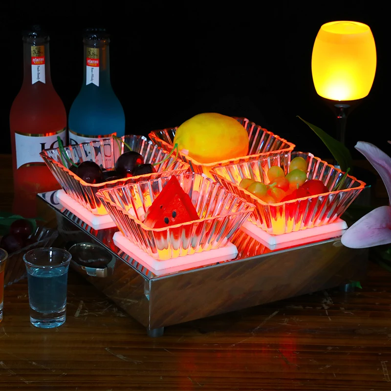 Акриловая тарелка квадратный лоток для закусок прозрачная полосатая фруктов