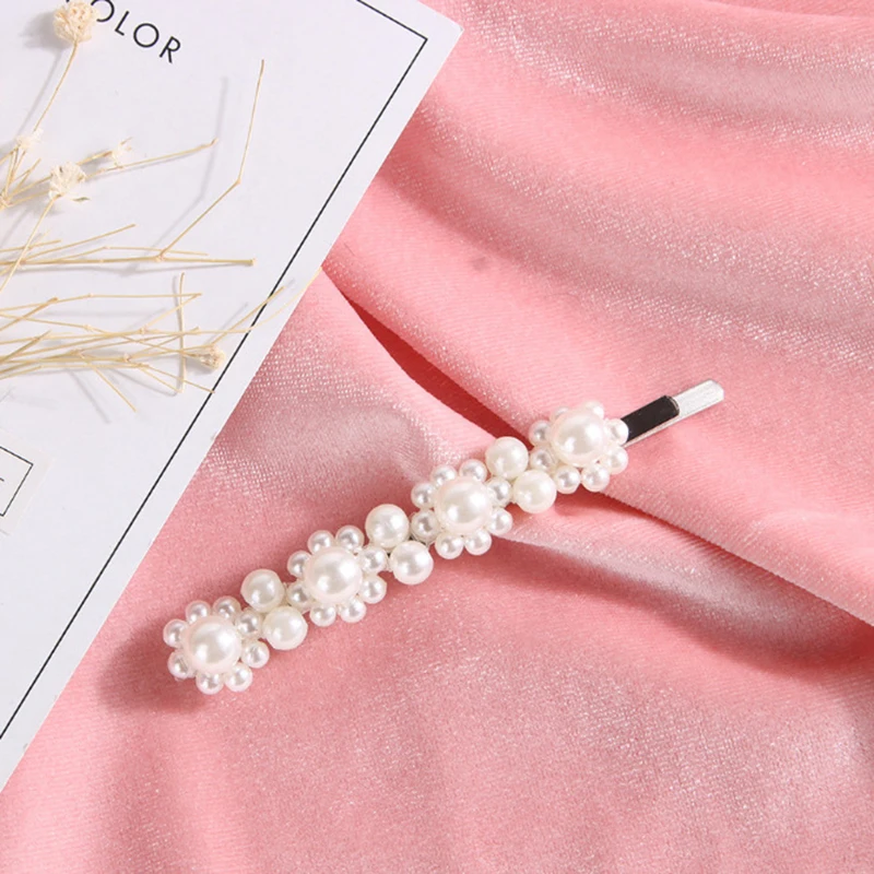 Мода ручной работы золотой цвет 1 шт. жемчуг имитация зажим для волос кнопки