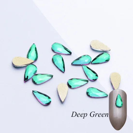 Deep Green Полная красота 10 шт. украшения для дизайна ногтей камень AB семена капли воды Кристаллы Стразы для 3D маникюра шпильки аксессуары для ногтей CHR11 - Цвет: Deep Green