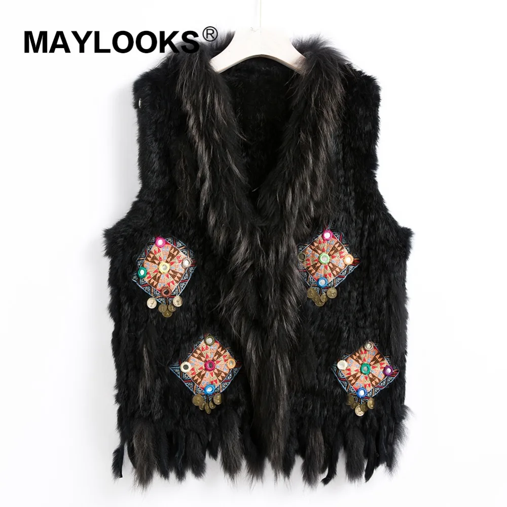2018 новые цвета женский жилет из натурального кроличьего меха пальто с кисточками