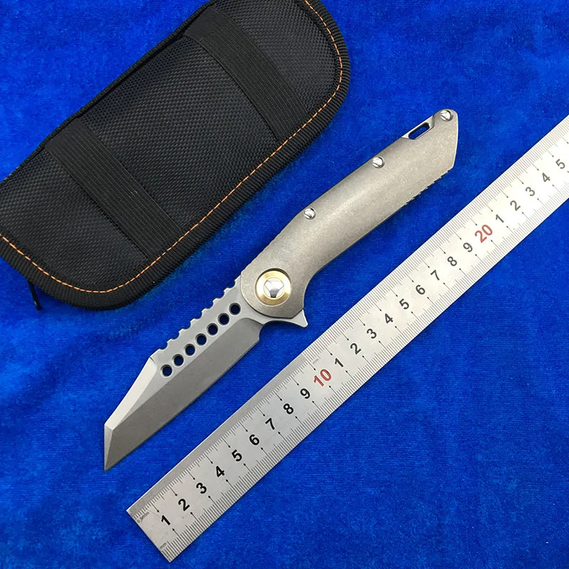 Складной нож LEMIFSHE MT02 Warhound Flipper лезвие D2 титановая ручка TC4 для кемпинга охоты ножи