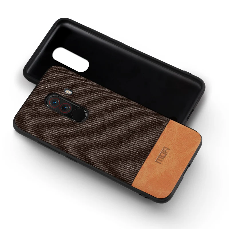 coffee with brown Для Xiaomi POCOPHONE F1 чехол-накладка global POCO F1 задняя крышка силиконовый тканевый защитный чехол MOFi чехол POCOPHONE F1 - Цвет: coffee with brown