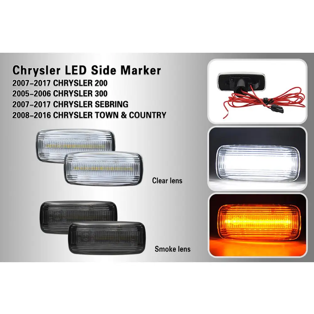 2 шт. Янтарный светодиодный боковой габаритный фонарь для Chrysler 200 300 Sebring Towm &
