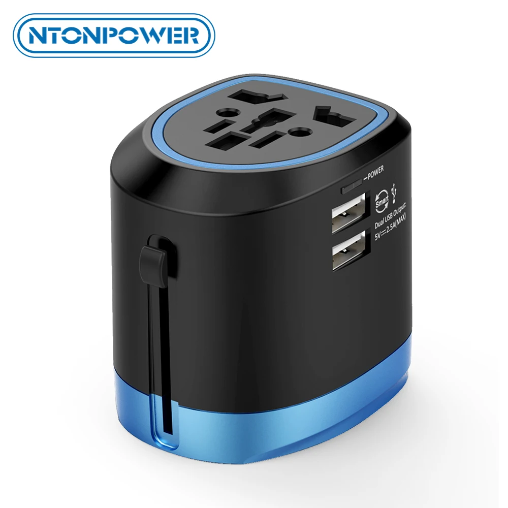 

NTONPOWER Universal Travel Adapter All in One International Power Adapter Socket Charger with 2 USB Ports Works in 150+Countries
