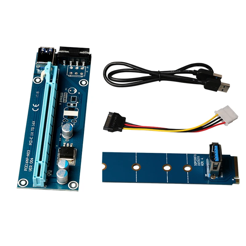 

Переходник для Райзера M2 M.2 NGFF на 16x GPU USB 3,0, адаптер SATA на 4Pin IDE, источник питания для майнинга BTC, майнинга