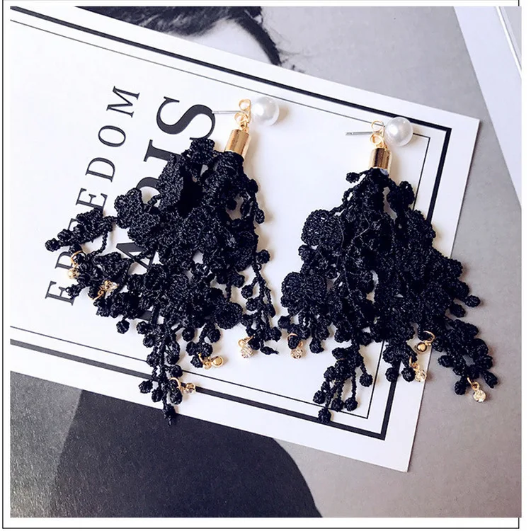 Модные серьги-подвески в стиле бохо Стразы с кисточками винтажные длинные серьги