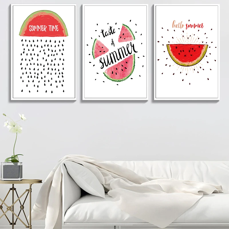 

Modern Cartoon Summer Watermelon Fruit Poster Print Letter Canvas Painting Picture Home Wall Art Decoration Can Be Customized