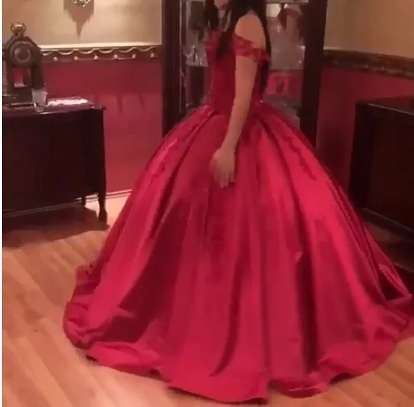 New Arrival Arabic Evening Gowns Long 2019 Sweetheart Neckline Satin Lace Appliques Beading Sequins Puffy Red Dresses | Свадьбы и