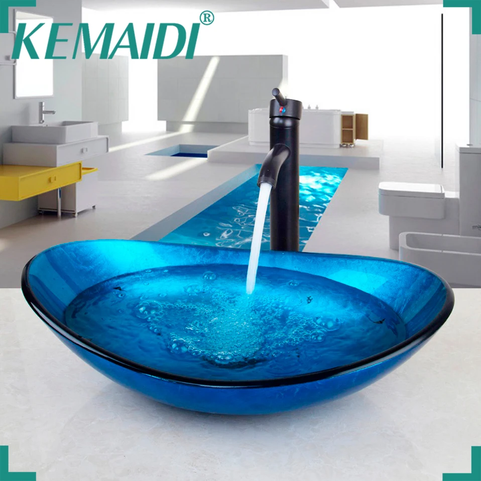 KEMAIDI США, превосходное качество, закаленное стекло, смеситель для горячей и холодной воды, отличный и комфортный смеситель для раковины, смеситель для ванной комнаты