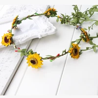 sunflower flower crown headband real floral hair wreath rustic bridal halo kids children travel festival yellow floral crown