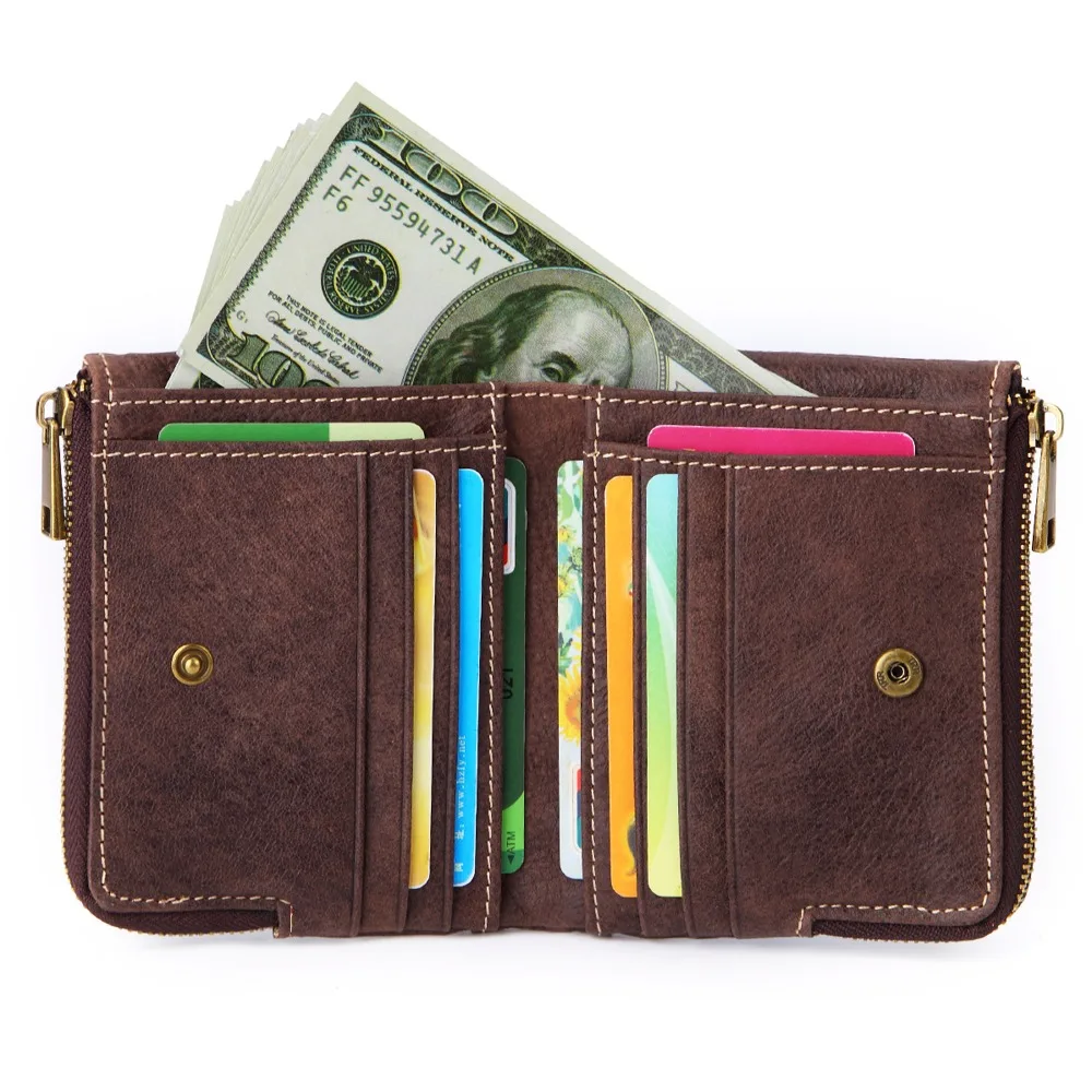 Мужской кошелек на молнии Muurdde винтажный мини из натуральной кожи для монет Crazy