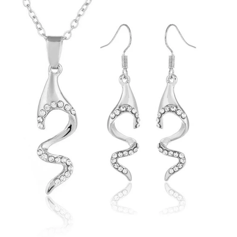 silver RNAFASHION наборы Винтаж ожерелье кулон и серьги-подвески, ювелирные изделия Para As Mulheres Casamento Brinco для женщин - Окраска металла: silver