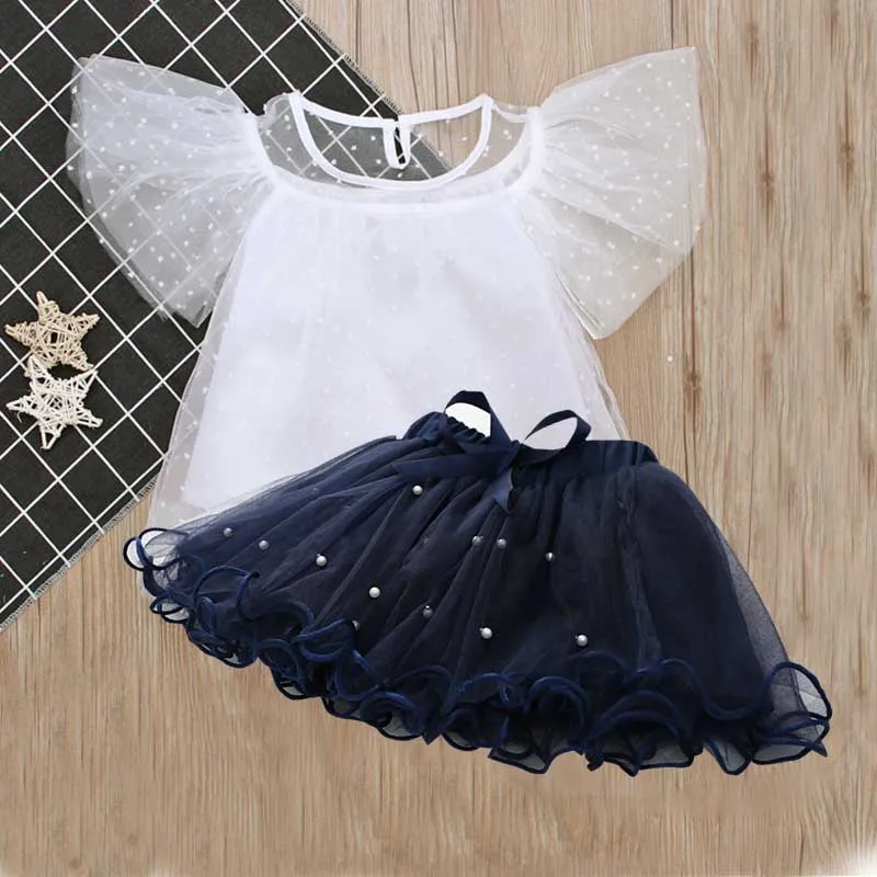 blue Sodawn/костюмы для девочек коллекция года, летняя детская футболка+ шорты с вышивкой детская одежда модный детский комплект из двух предметов, одежда для девочек - Цвет: blue