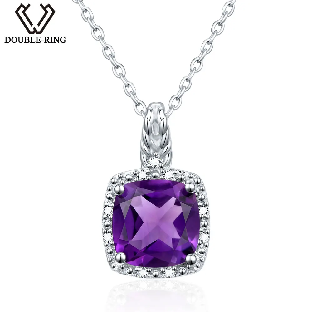 Женская подвеска из серебра 100% пробы с натуральным аметистом|amethyst silver pendant|amethyst