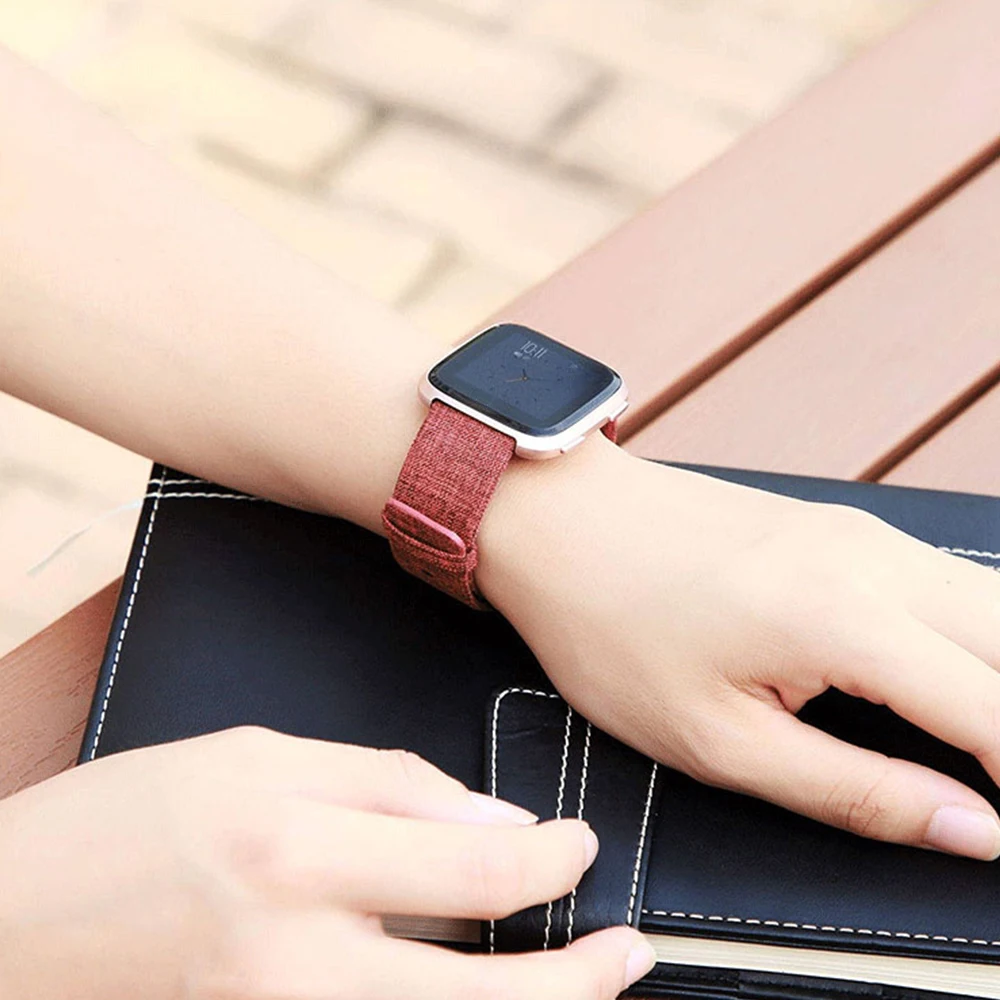 Прочный Плетеный холщовый нейлоновый ремешок для Fitbit часы Versa Band Для 2/versa lite смарт