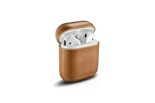 Коричневый Чехол для наушников Apple Airpods подлинной кожаный наушник чехол коробка Наушники Аксессуары Защитная крышка - Цвет: Коричневый