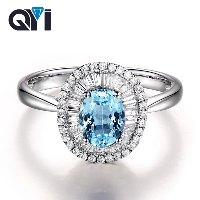 

QYI 1.25 ct Oval Cut Natural Blue Topaz Wedding Ring Women Luxury Silver 925 Sterling Gemstone Fine Jewelry with Gift Box